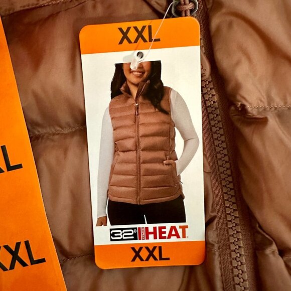 New 32 Degrees Heat Packable Vest Women's Size XXL Copper Brown Lightweight Warm - Picture 3 of 14